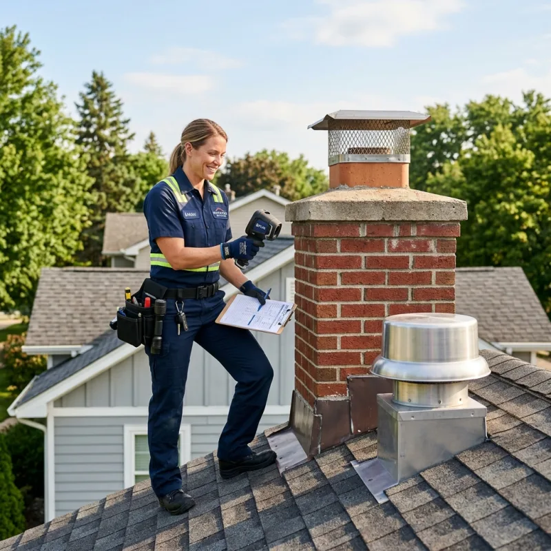 Technician inspecting a Dallas roof cavity and ductwork for a dead bird
